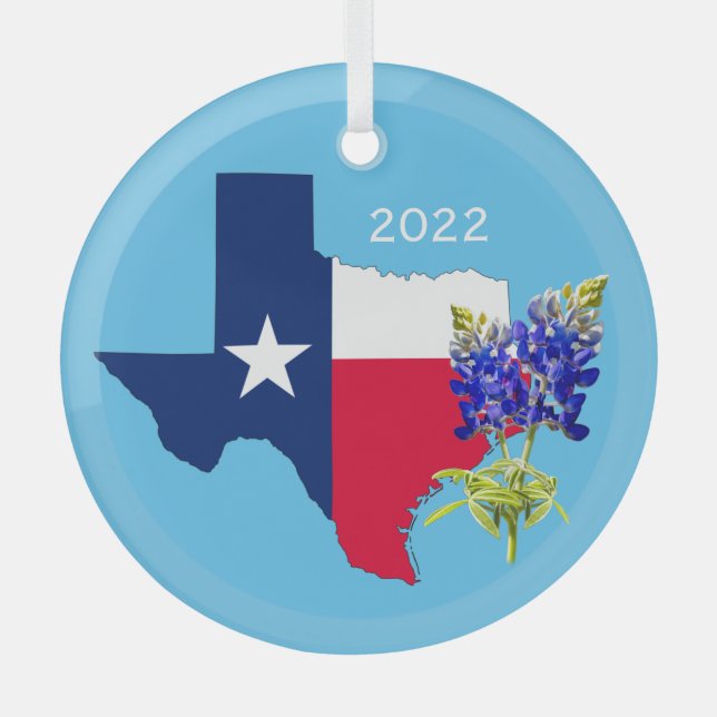 Ornement du Texas State Outline et Bluebonnets (Recto)