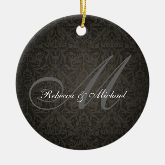 Ornement élégant de monogramme de Damasked (Devant)