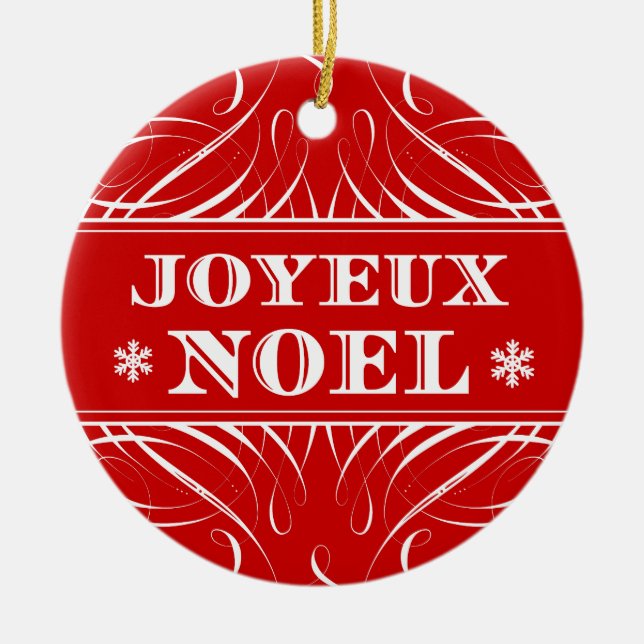Ornement élégant rouge de Noël de Joyeux Noel (Devant)