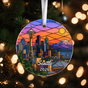 Ornement en acrylique personnalisé de Seattle, lav