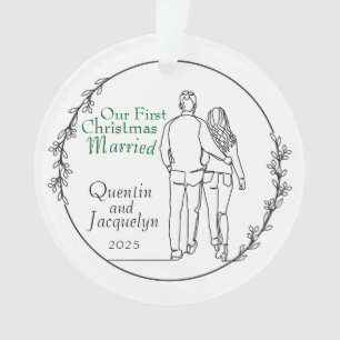 Ornement en acrylique pour couple marié à Noël