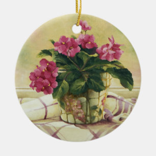 Ornement En Céramique 0511 Violets africains dans Mosaic Planter