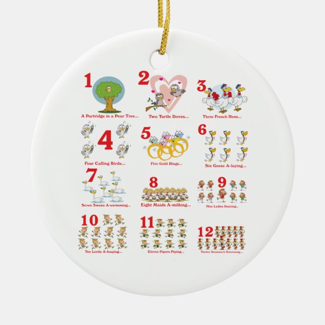 Ornement En Céramique 12 douzièmes jours de noël terminés (Devant)