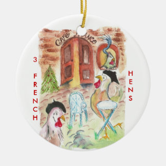 Ornement En Céramique 12 jours de Noël 3 poules françaises