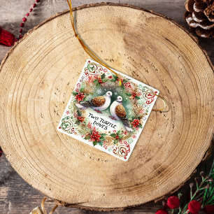 Ornement En Céramique 12 Jours de Noël Deux tourterelles