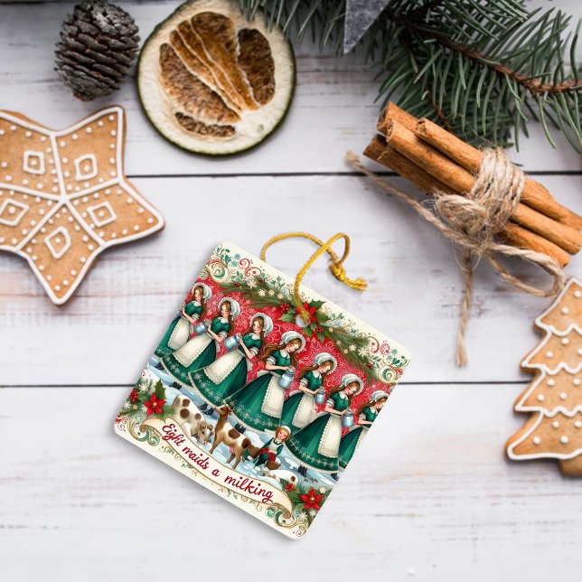 Ornement En Céramique 12 Jours de Noël Huit servantes au lait (Créateur téléchargé)