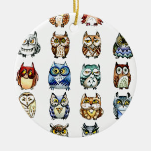Ornement En Céramique 19Owls et 1Cat