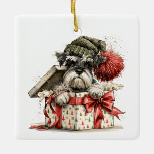 Ornement En Céramique 1er Noël en Foyer pour Toujours, Schnauzer, Texte