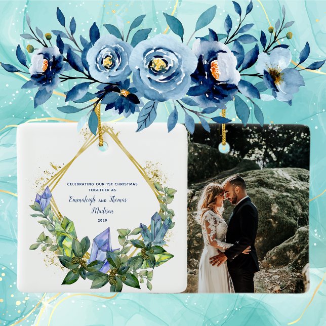 Ornement En Céramique 1er Noël Simple Cristal de verdure Photo (Créateur téléchargé)