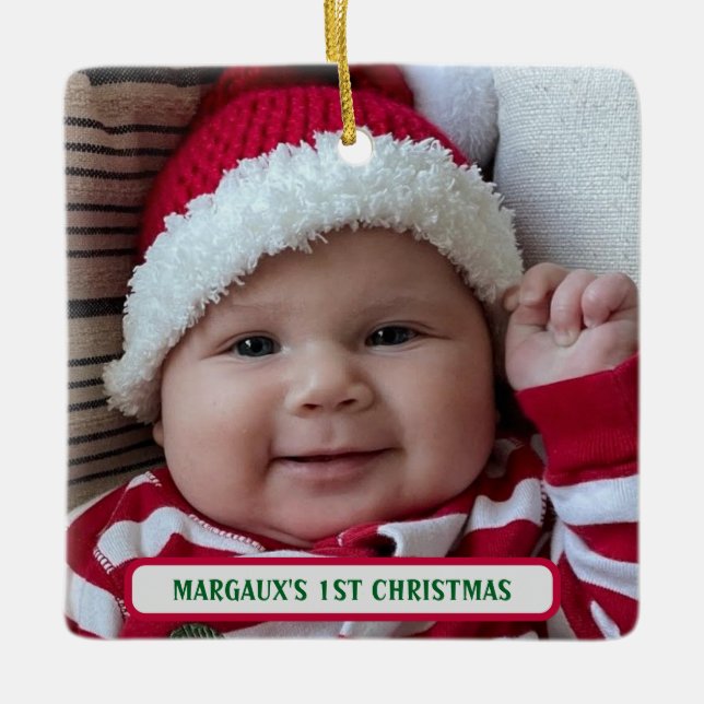 Ornement En Céramique 1ère photo à deux faces de Noël (Devant)