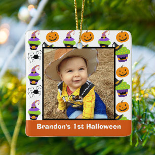 Ornement En Céramique 1ère photo Halloween du bébé mignonne Personnalisé