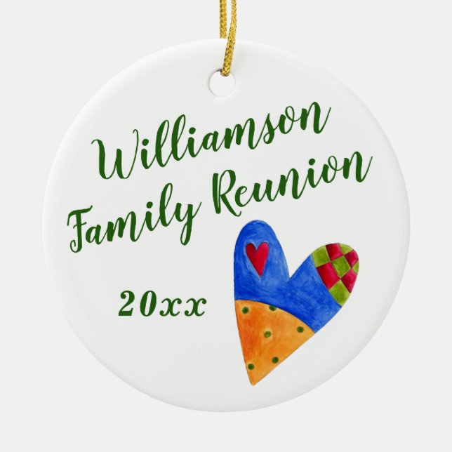 Ornement En Céramique 2018 Folk Famille Réunion Souvenir Noël Cadeau (Devant)
