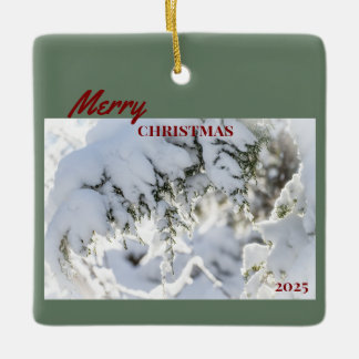 Ornement En Céramique 2025 Christmas Ornament: Snow-covered Evergreen
