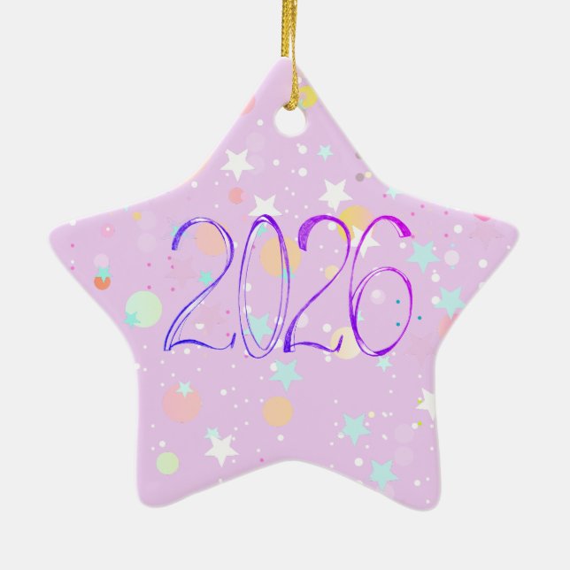 Ornement En Céramique 2026 number new year drawing cute pastel Ornament (Dos)