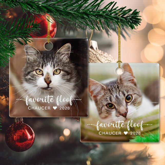 Ornement En Céramique 2 Photo Favori Floof Cute Pet Photo (2 Photo Favorite Floof Cute Pet Photo Ceramic Ornament)
