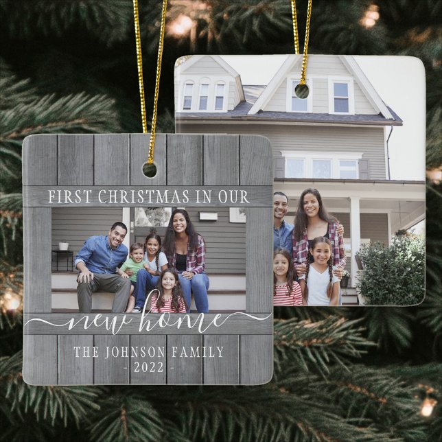 Ornement En Céramique 2 Photo Nouveau Accueil Premier Noël Faux Gris Boi (Créateur téléchargé)