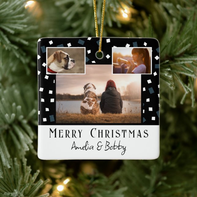 Ornement En Céramique 3 Photo Collage moderne Noir blanc Noël (Arbre)