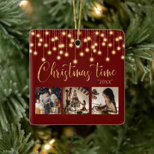 Ornement En Céramique 3 Photo Collage Rustique Lumières à cordes