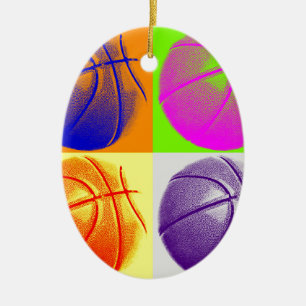 Ornement En Céramique 4 couleurs Pop Art Basketball