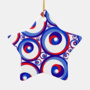 ORNEMENT EN CÉRAMIQUE 4 JUILLET DÉCORATEUR THÈME ORNAMENTS - ÉTOILES