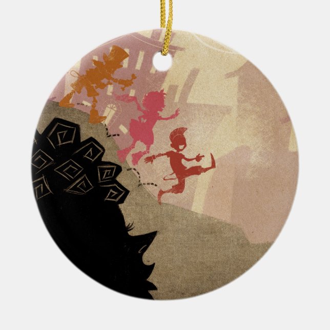 Ornement En Céramique 4 petits monstres - marchant par la ville (Devant)