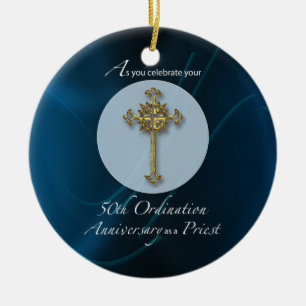 Ornement En Céramique 50e anniversaire de l'ordination du prêtre