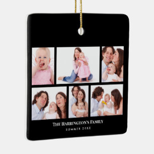 Ornement En Céramique 6 sections Photo personnalisée Cadre noir élégant