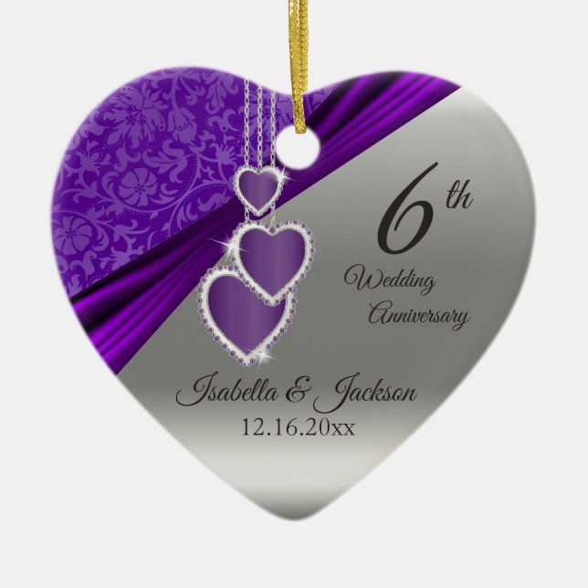 Ornement En Céramique 6e anniversaire du Mariage Amethyst Purple (Devant)