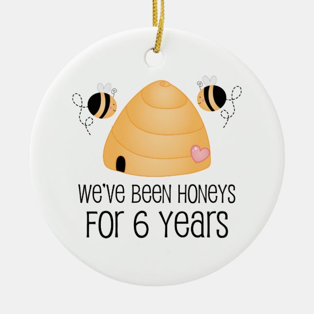 Ornement En Céramique 6ème Cadeau de couples d'anniversaire (Devant)