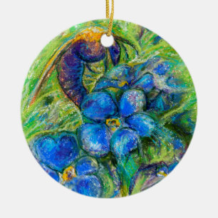 Ornement En Céramique A Bee & Forget-me-not Flowers