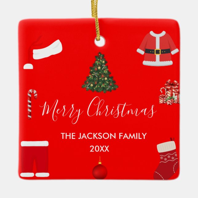 Ornement En Céramique A Cozy Christmas Gathering Set on Warm Red (Devant)