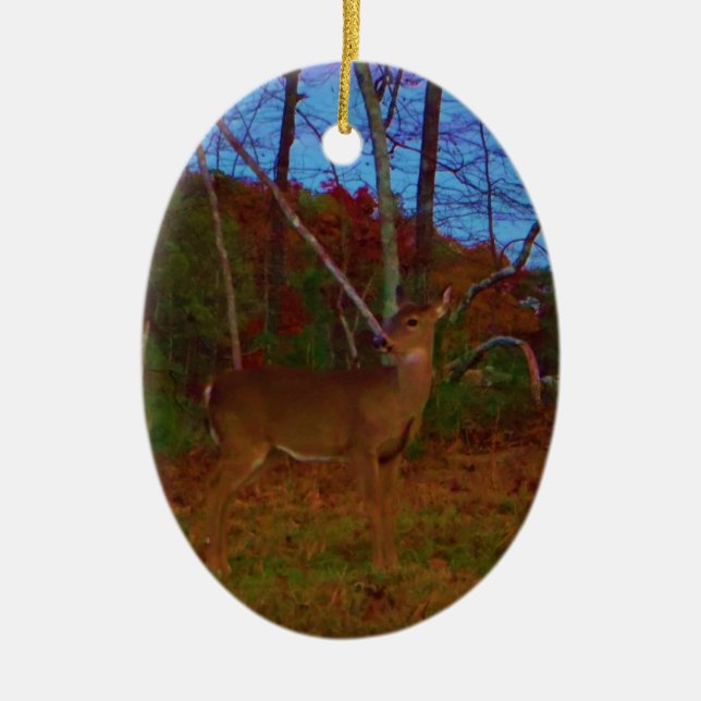 Ornement En Céramique A Deer : Gold Red Green et Blue (Devant)
