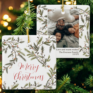 Ornement En Céramique À feuillage persistant Branches Festive Fête Photo