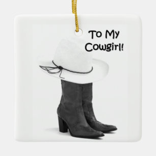 ORNEMENT EN CÉRAMIQUE **À MON COWGIRL ET À MES BOOTS** ORNAMENT DE NO