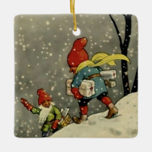 Ornement En Céramique « À travers la tempête de neige » par Jenny Nystro