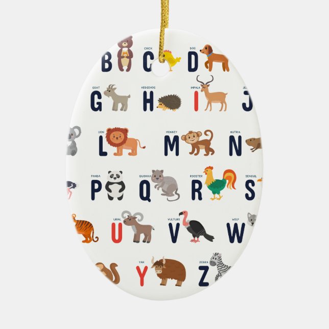 Ornement En Céramique ABCs animal - alphabet (Devant)