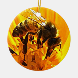 Ornement En Céramique Abeille sur une fleur