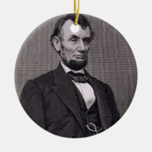 Ornement En Céramique Abraham Lincoln, gravé d'une photographie va le