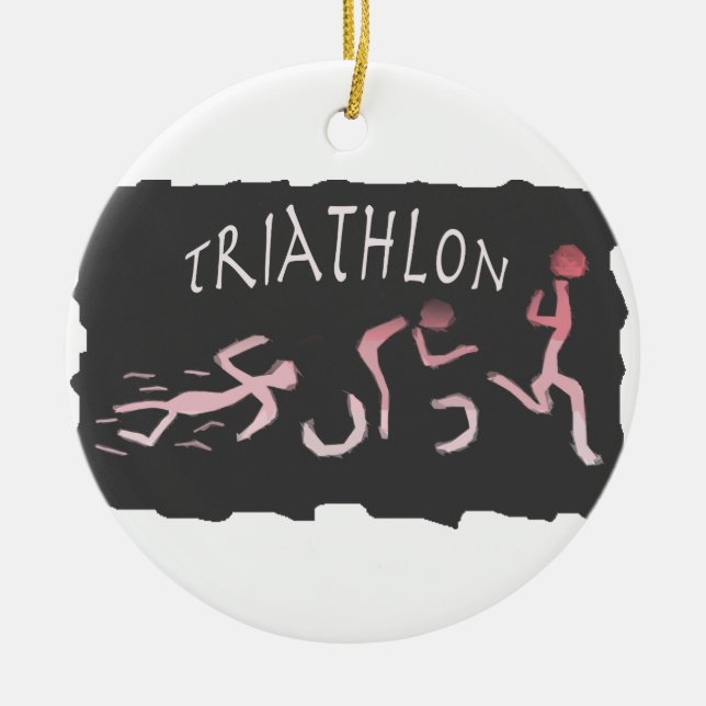 Ornement En Céramique Abrégé sur course de vélo de bain de triathlon (Devant)