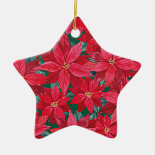 Ornement En Céramique Abri d'hiver Poinsettias