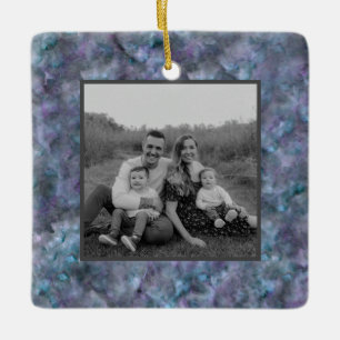 Ornement En Céramique Abstrait bleu violet turquoise quartz marbre grani