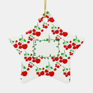 Ornement En Céramique Accessoires de motif de cerisier rouge personnalis