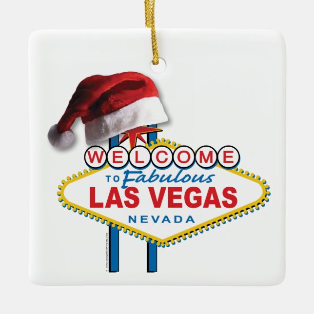 Ornement En Céramique Accueil de Noël au signe de Las Vegas (Devant)