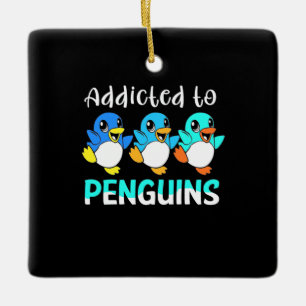 Ornement En Céramique Addicité Aux Pingouins