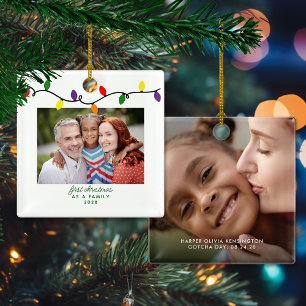 Ornement En Céramique Adoption Foster Family First Christmas Photo