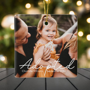 Ornement En Céramique Adoption personnalisée d'enfant avec photo moderne