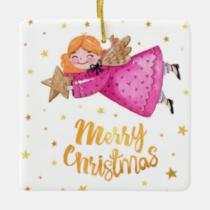 Ornement En Céramique Adorable Ange de Noël