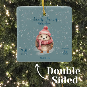 Ornement En Céramique Adorable Hérisson Hiver Bébé Naissance Statistique