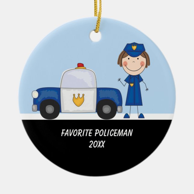Ornement En Céramique Adorable Police Femme avec l'ornement de voiture d (Devant)