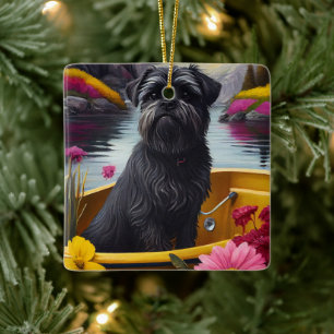 Ornement En Céramique Affenpinscher sur une pagaie : Une aventure pittor